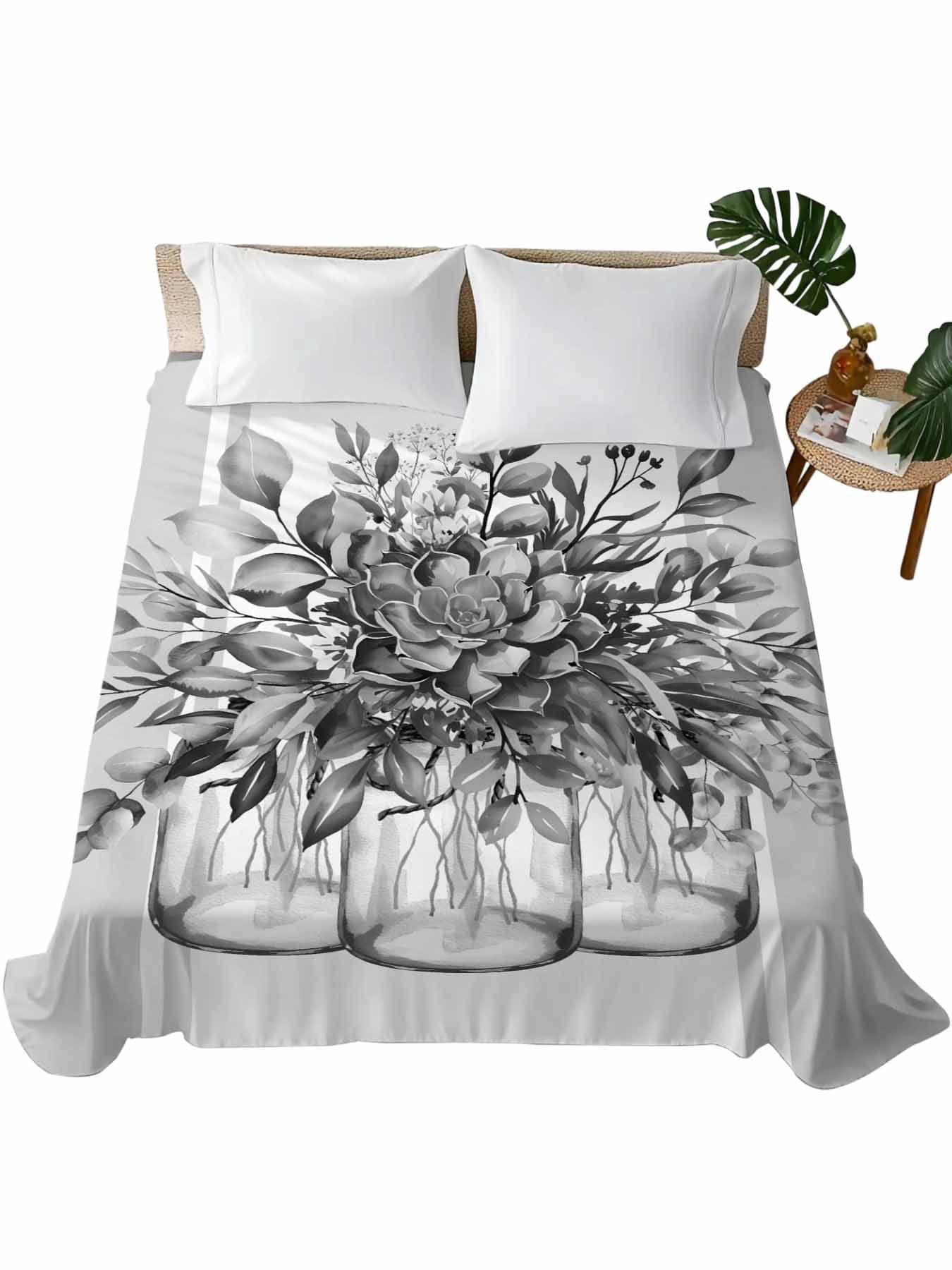 California King Size Flat Sheet Only, Eucalyptus Gray Soft Brushed ...