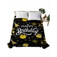 thumbnail image 1 of King Size Flat Sheet Only, Happy Birthday Soft Brushed Microfiber Bed Sheets, Yellow Cake Birthday Gifts Balloon Black Hotel Quality Breathable Bedding Top Sheet, Easy Care, 105"x98", 1 of 9