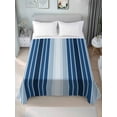 thumbnail image 1 of King Size Flat Sheet Only, Navy Blue Stripe Soft Brushed Microfiber Bed Sheets, Modern Blue Ombre Vertical Striped Hotel Quality Breathable Bedding Top Sheet, Easy Care, 105"x98", 1 of 9