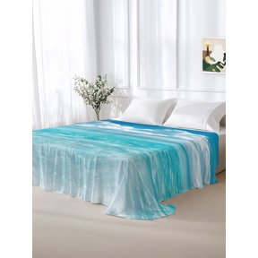 California King Size Flat Sheet Only,Sea Wave White Clouds Soft Top Bed Sheets Breathable Bedding Sheet Summer Beach Theme Microfiber Hotel Luxury Top Sheets
