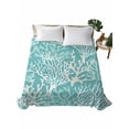 thumbnail image 1 of California King Size Flat Sheet Only, Teal Coral Coastal Soft Brushed Microfiber Bed Sheets, Ocean Nautical Seaside Beach Hotel Quality Breathable Bedding Top Sheet, Easy Care, 108"x98", 1 of 9