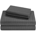 thumbnail image 1 of California King Size Giza Striped Pattern Sheets - Premium 400-Thread-Count Soft 100% Pure Giza Egyptian Cotton 4PC, 28" Inches Deep Pockets - Dark Grey Stripe, 1 of 7