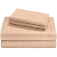 thumbnail image 1 of California King Size Giza Striped Pattern Sheets - Premium 400-Thread-Count Soft 100% Pure Giza Egyptian Cotton 4PC, 15" Inches Deep Pockets - Peach Stripe, 1 of 7