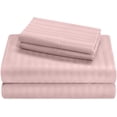 thumbnail image 1 of California King Size Giza Striped Pattern Sheets - Premium 400-Thread-Count Soft 100% Pure Giza Egyptian Cotton 4PC, 18" Inches Deep Pockets - Pink Stripe, 1 of 7