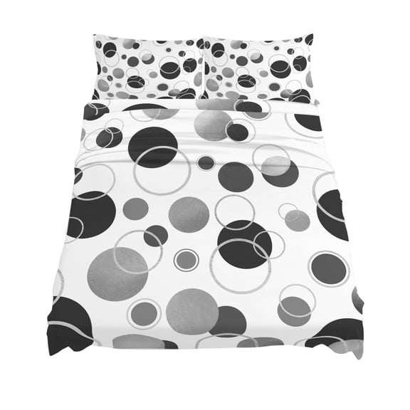 California King Size Gray Polka Dots Sheet Sets Watercolor Modern Abstract Art Circles Farm Soft Breathable Microfiber Bed Sheets 4 Piece Bed Sheets Set, 1 Fitted Sheet, 1 Flat Sheet & 2 Pillowcases