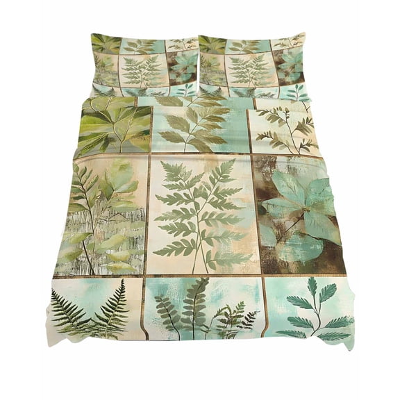 California King Size Leaves Sheet Sets Vintage Stitching Soft Breathable Microfiber Bed Sheets Deep Pockets 4 Piece Bed Sheets Set, 1 Fitted Sheet, 1 Flat Sheet & 2 Pillowcases