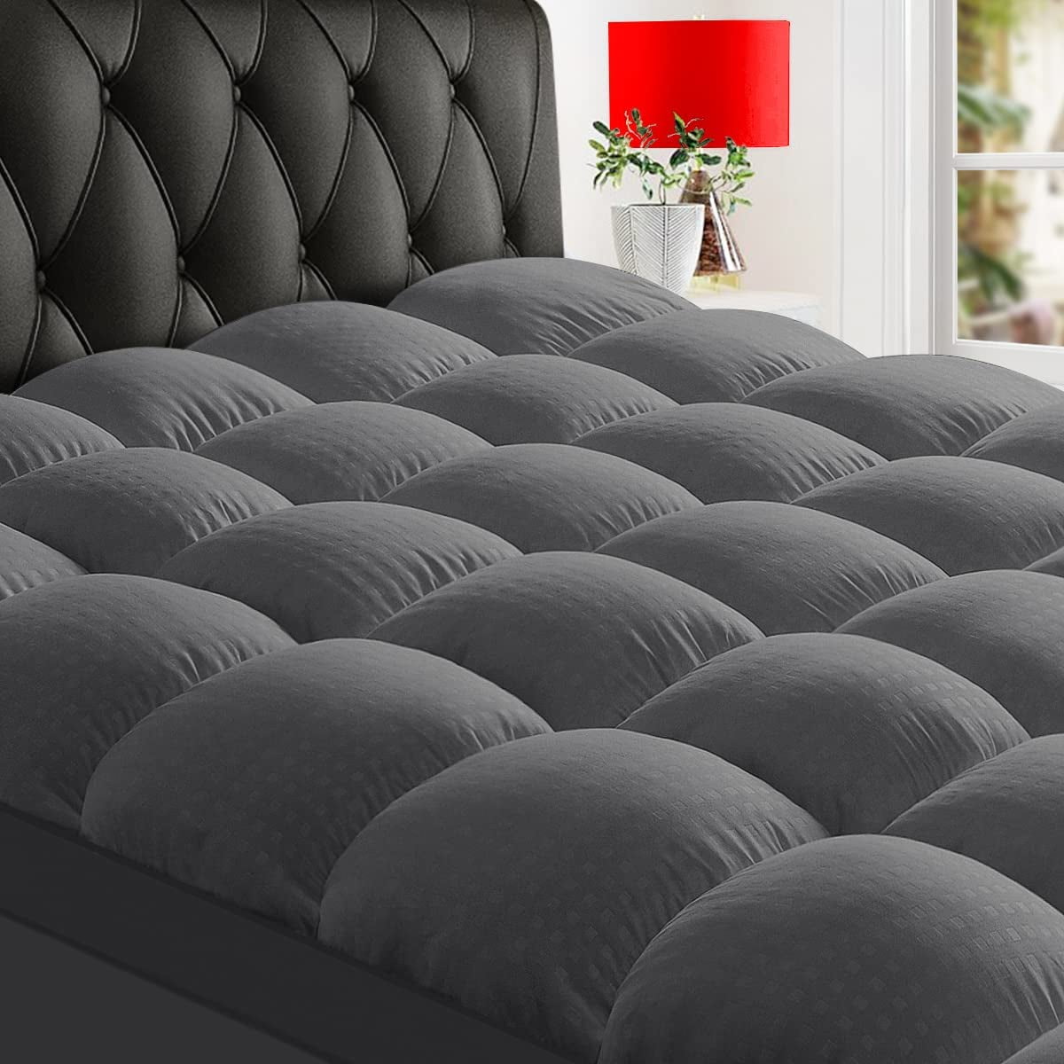 California King Size Mattress Topper for Back Pain, Extra Thick Cooling