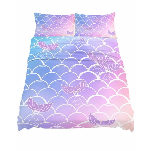 California King Size Mermaid Tail Sheet Sets Rainbow Gradient Overlay Soft Breathable Microfiber Bed Sheets Deep Pockets 4 Piece Bed Sheets Set, 1 Fitted Sheet, 1 Flat Sheet & 2 Pillowcases