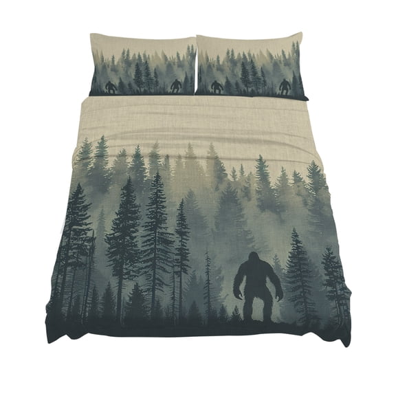 California King Size Mysterious Misty Sheet Sets Forest Bigfoot Monster Soft Breathable Microfiber Bed Sheets Deep Pockets 4 Piece Bed Sheets Set, 1 Fitted Sheet, 1 Flat Sheet & 2 Pillowcases