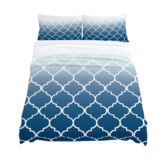 California King Size Navy Blue Sheet Sets Moroccan Trellis Abstract Gradient Geometric Soft Breathable Microfiber Bed Sheets 4 Piece Bed Sheets Set, 1 Fitted Sheet, 1 Flat Sheet & 2 Pillowcases