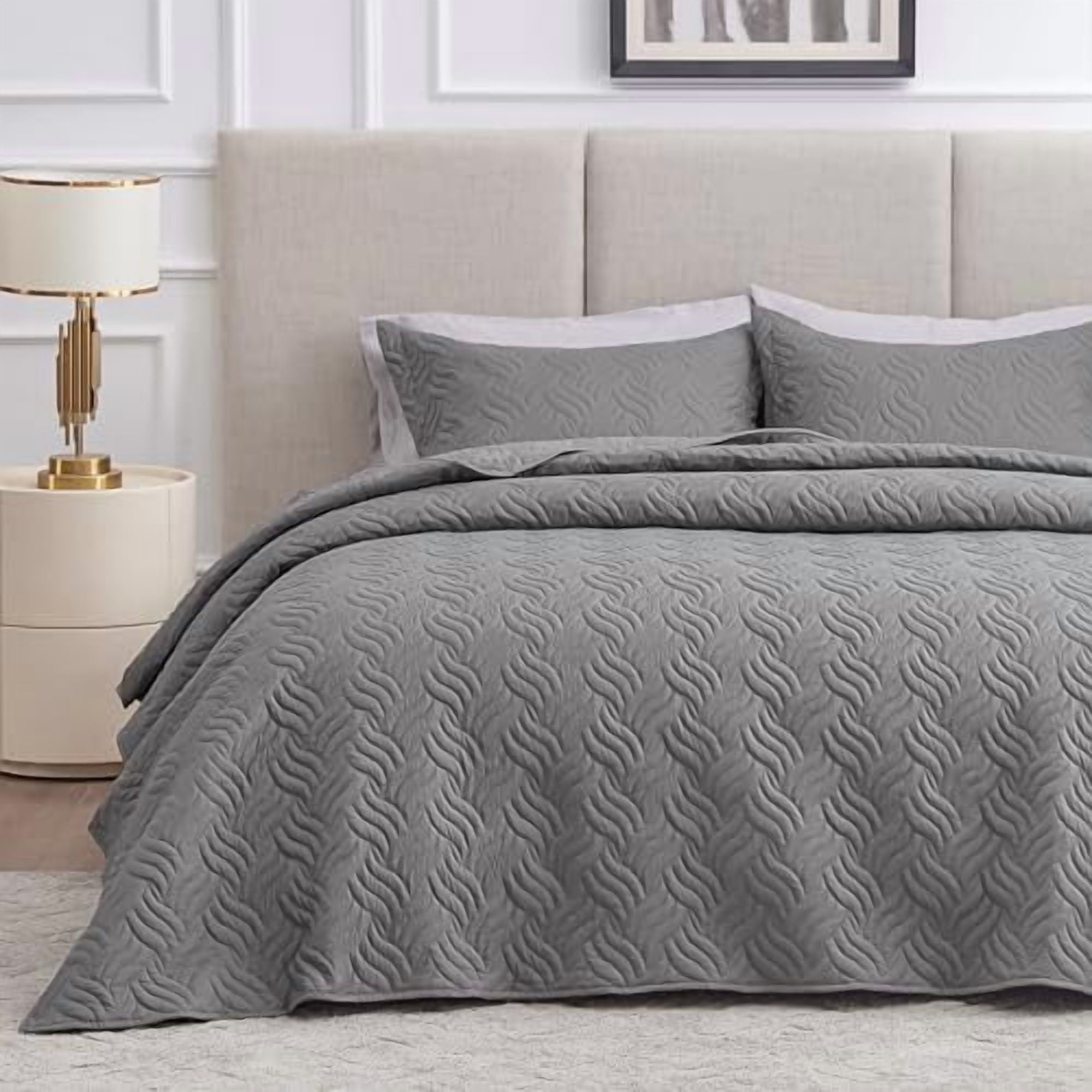 California King Size Quilt Bedding Set Grey Bedspread - Cal King Summer ...