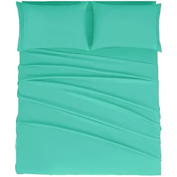 California King Size Sheet Set - Soft Microfiber Bed Sheets,Deep Pocket Fitted Sheet, Breathable, Wrinkle & Fade Resistant - 4 Piece (California King, Mint)