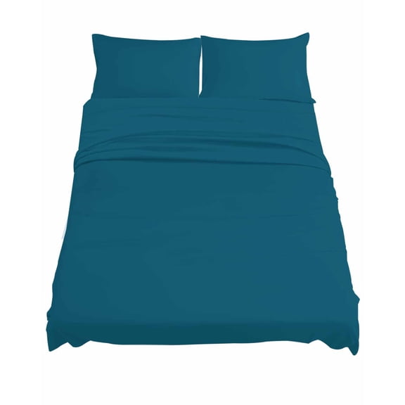 California King Size Solid Dark Sheet Sets Teal Soft Breathable Microfiber Bed Sheets Deep Pockets 4 Piece Bed Sheets Set, 1 Fitted Sheet, 1 Flat Sheet & 2 Pillowcases