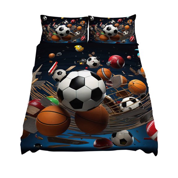 California King Size Sports Theme Sheet Sets Football Basketball Baseball Rugby Soft Breathable Microfiber Bed Sheets Deep Pockets 4 Piece Bed Sheets Set, 1 Fitted Sheet, 1 Flat Sheet & 2 Pillowcases