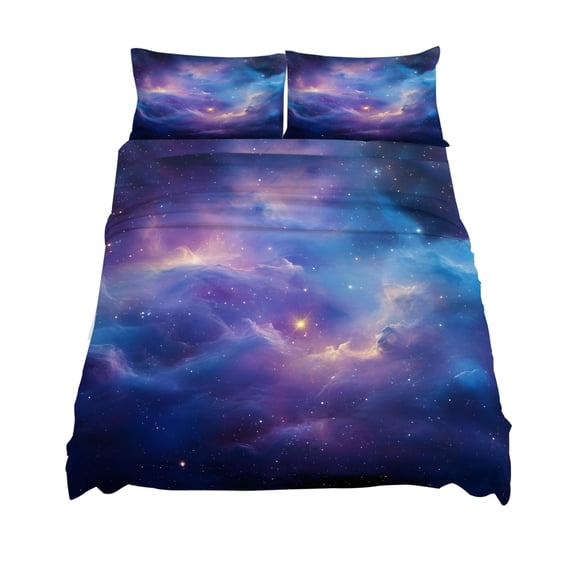 California King Size Starry Sky Sheet Sets Purple Navy Night Sky Nature Minimalist Art Soft Breathable Microfiber Bed Sheets 4 Piece Bed Sheets Set, 1 Fitted Sheet, 1 Flat Sheet & 2 Pillowcases