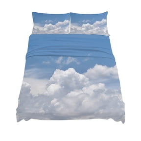 California King Size Sunny Clouds Sheet Sets White Gradient Sky Soft Breathable Microfiber Bed Sheets Deep Pockets 4 Piece Bed Sheets Set, 1 Fitted Sheet, 1 Flat Sheet & 2 Pillowcases
