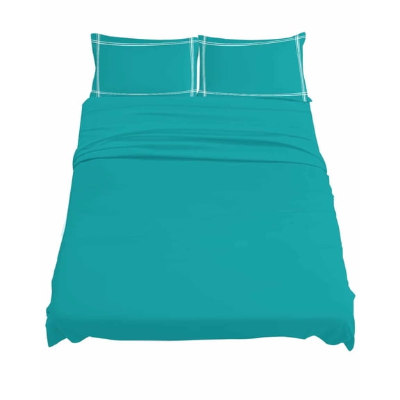 California King Size Teal Blue Sheet Sets Solid Color Soft Breathable Microfiber Bed Sheets Deep Pockets 4 Piece Bed Sheets Set, 1 Fitted Sheet, 1 Flat Sheet & 2 Pillowcases
