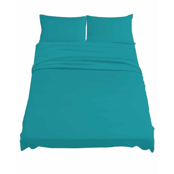 California King Size Teal Sheet Sets Solid Color Soft Breathable Microfiber Bed Sheets Deep Pockets 4 Piece Bed Sheets Set, 1 Fitted Sheet, 1 Flat Sheet & 2 Pillowcases