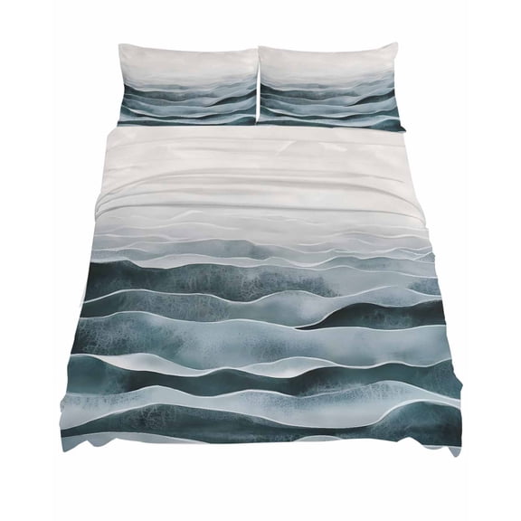 California King Size Turquoise Ombre Sheet Sets Modern Moire Geometric Abstract Art Soft Breathable Microfiber Bed Sheets 4 Piece Bed Sheets Set, 1 Fitted Sheet, 1 Flat Sheet & 2 Pillowcases