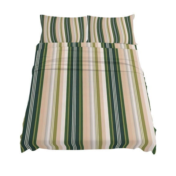 California King Size Vintage Stripes Sheet Sets Army Green Gray Striped Retro Lines Soft Breathable Microfiber Bed Sheets 4 Piece Bed Sheets Set, 1 Fitted Sheet, 1 Flat Sheet & 2 Pillowcases