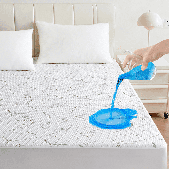 CshidWorld California King Size Waterproof Mattress Protector, Breathable Bamboo Viscose Waterproof Mattress Pad, Hypoallergenic &Noiseless Mattress Cover with 8-21"Deep Pocket
