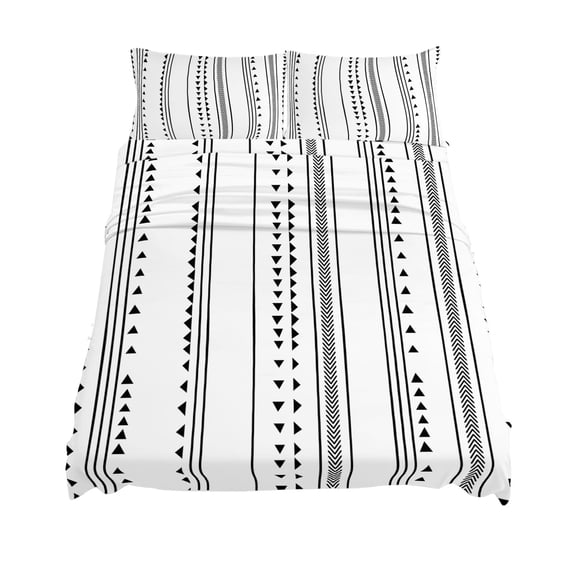 California King Size White Boho Sheet Sets Geometric Stripes Triangle Soft Breathable Microfiber Bed Sheets Deep Pockets 4 Piece Bed Sheets Set, 1 Fitted Sheet, 1 Flat Sheet & 2 Pillowcases
