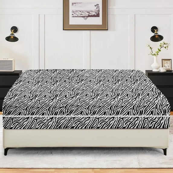 California-King Size Zippered Closure Fitted Sheet (72" x 84"), 1-Piece Bottom Sheet, 800 Thread Count 100% Egyptian Cotton, Fits Up to 15" Deep Mattress, Color Zebra Solid