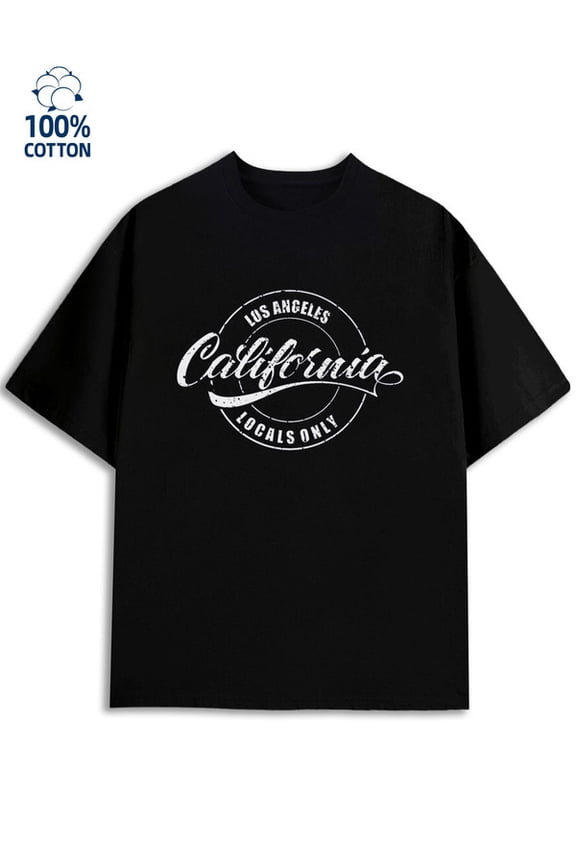 California LA Tee men's Los Angeles 180G 100% Cotton black usa graphics Retro Unisex Shirt Graphic Tee tshirts Retro Unisex Shirt Crewneck tshirts Basic Unisex Shirt Cotton tshirts