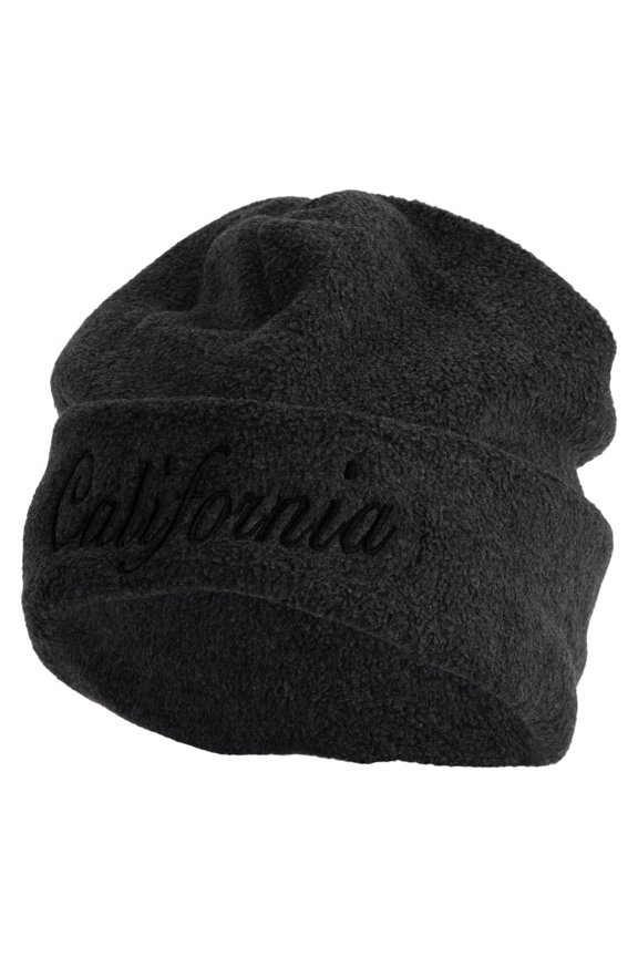 California Letter Embroidered Big Size Reversible Micro Fleece Cap - Charcoal XL-3XL