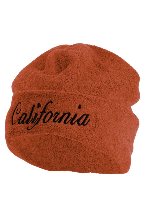 California Letter Embroidered Big Size Reversible Micro Fleece Cap - Red XL-3XL