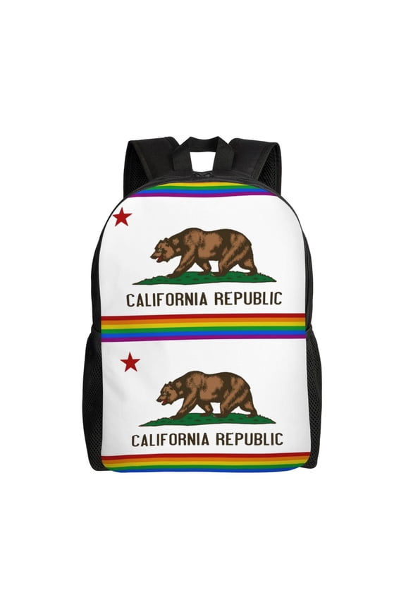 California Lgbtq Gay Pride Flag Backpack Travel Bag For Men Women Lightweight Back Pack With Laptop Compartmen
