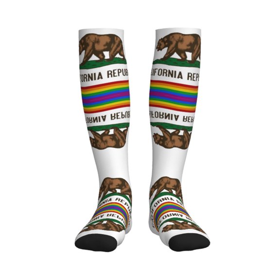 California Lgbtq Gay Pride Flag Compression Socks Circulation Running Athletic Sports for Women Men