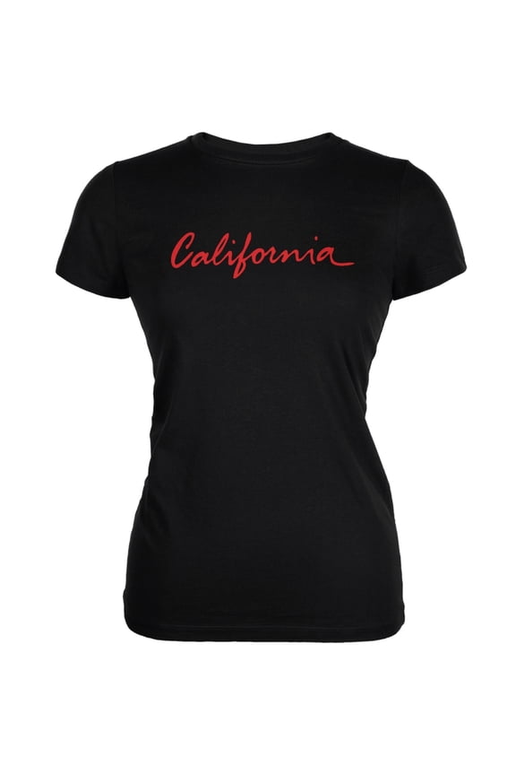 California License Plate Black Juniors Soft T-Shirt - Large