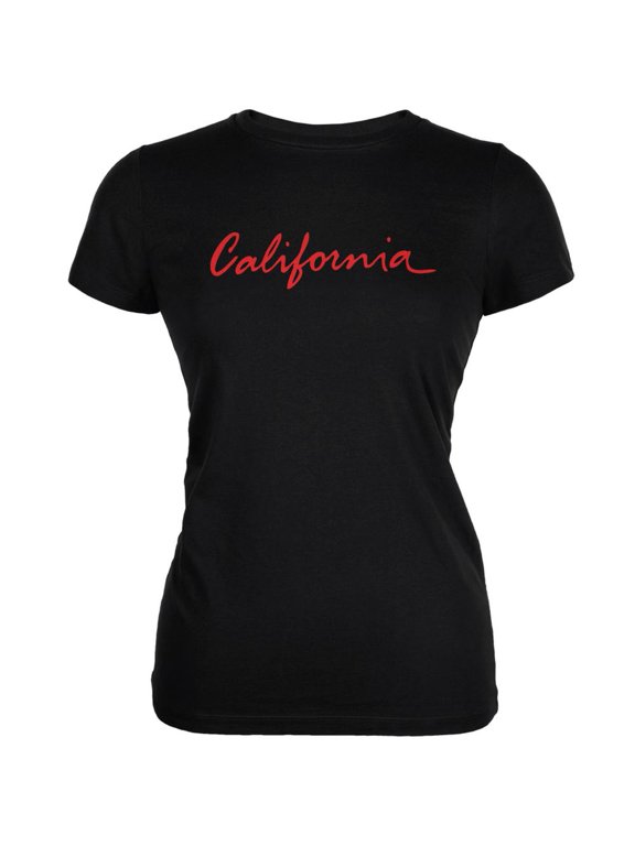 California License Plate Black Juniors Soft T-Shirt - X-Large