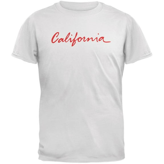 California License Plate White Adult T-Shirt - Large