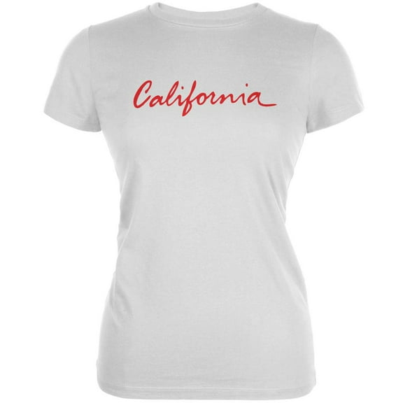 California License Plate White Juniors Soft T-Shirt - Large