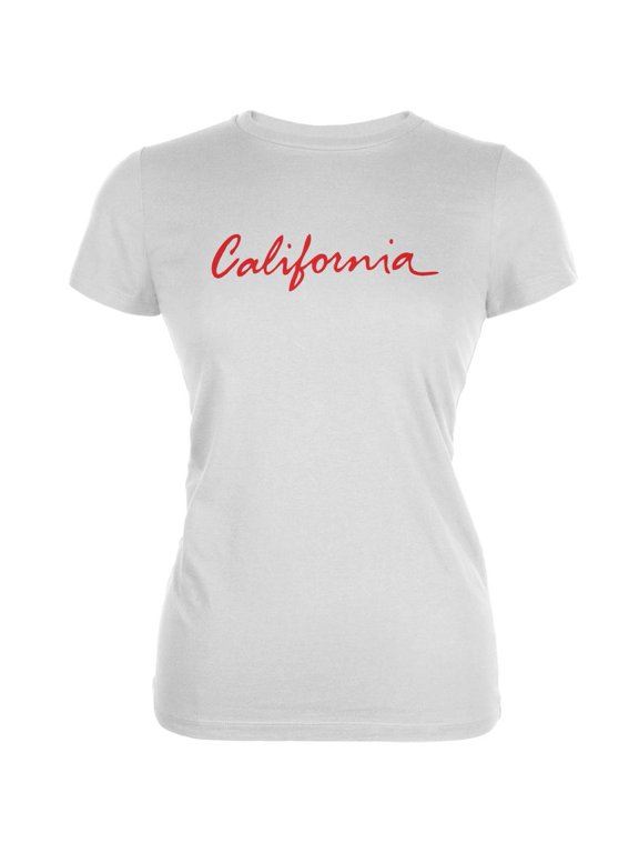 California License Plate White Juniors Soft T-Shirt - Small