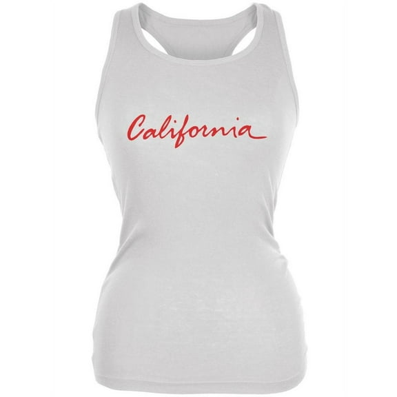 California License Plate White Juniors Soft Tank Top - Large