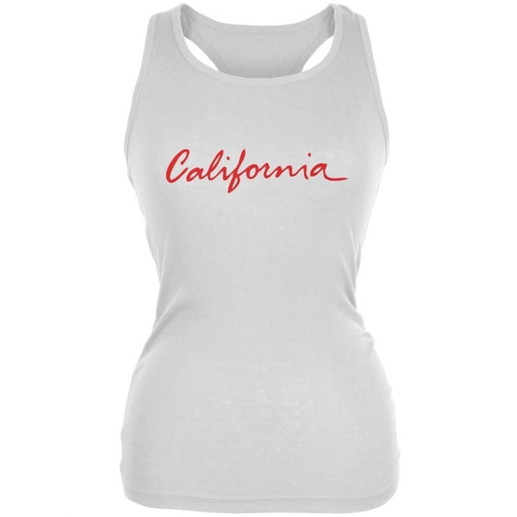 California License Plate White Juniors Soft Tank Top - X-Large