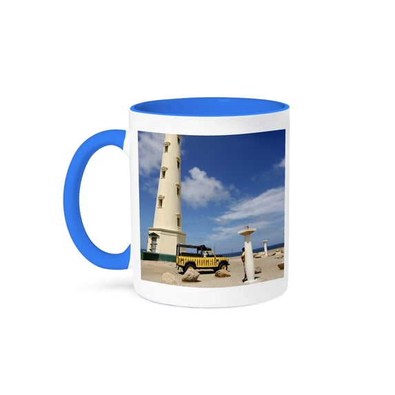 3dRose, California Lighthouse, Oranjestad, Aruba-CA04 LSE0001 - Lynn Seldon, 15oz Two-Tone Blue Mug