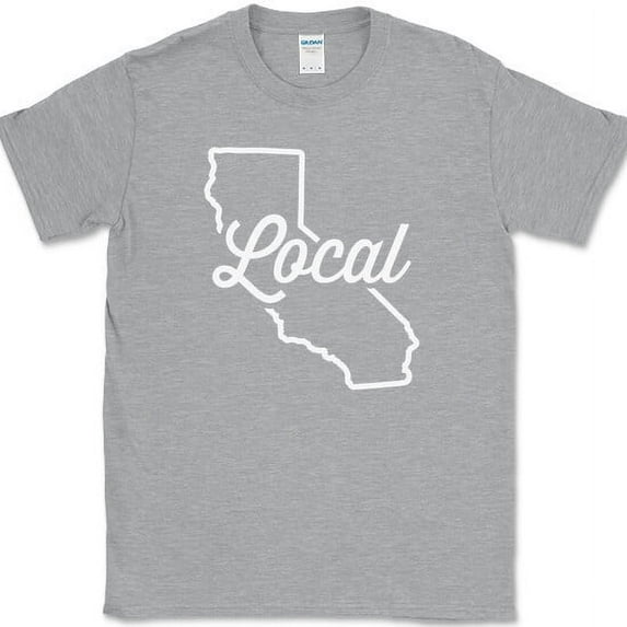 California Local T-Shirt Funny Humor State Pride CA Location Gift Tee - Heather Grey, S