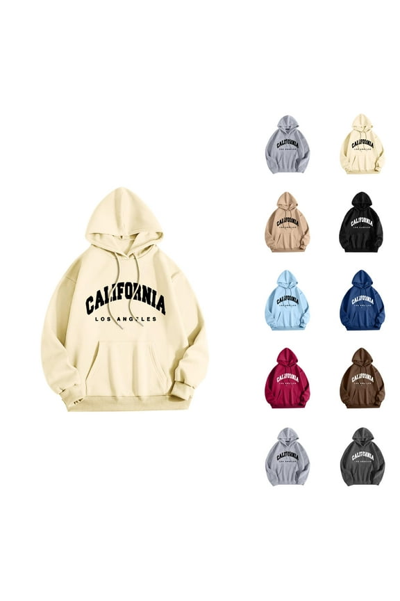 California Los Angeles Hoodies for Men 2025 Fall Winter Long Sleeve Hooded Sweatshirt with Pockets Pullover Hoody