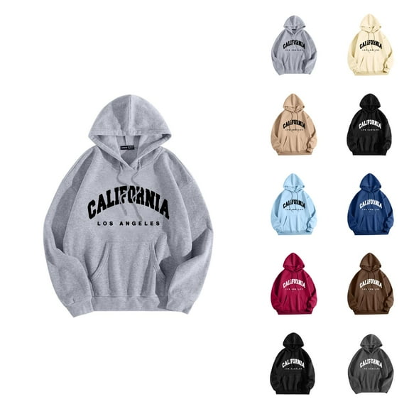 California Los Angeles Hoodies for Men 2025 Fall Winter Long Sleeve Hooded Sweatshirt with Pockets Pullover Hoody