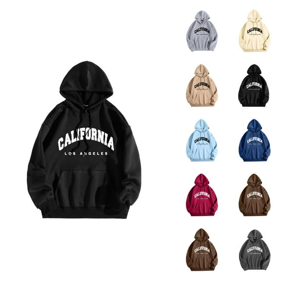 California Los Angeles Hoodies for Men 2025 Fall Winter Long Sleeve Hooded Sweatshirt with Pockets Pullover Hoody