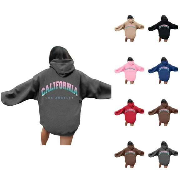 California Los Angeles Hoodies for Women 2025 Long Sleeve Y2K Hoodie with Pockets Hooded Sweatshirt Pullover Tops