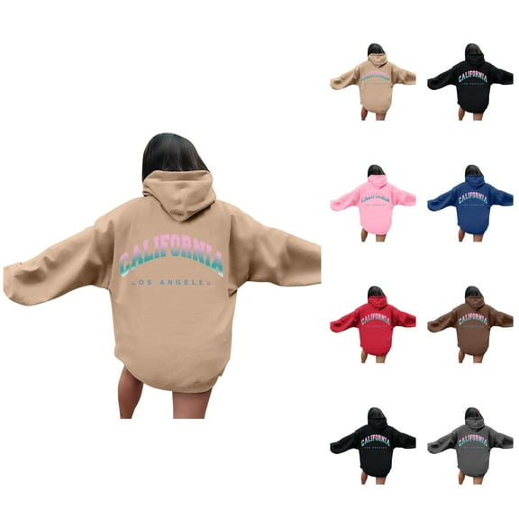 California Los Angeles Hoodies for Women 2025 Long Sleeve Y2K Hoodie with Pockets Hooded Sweatshirt Pullover Tops