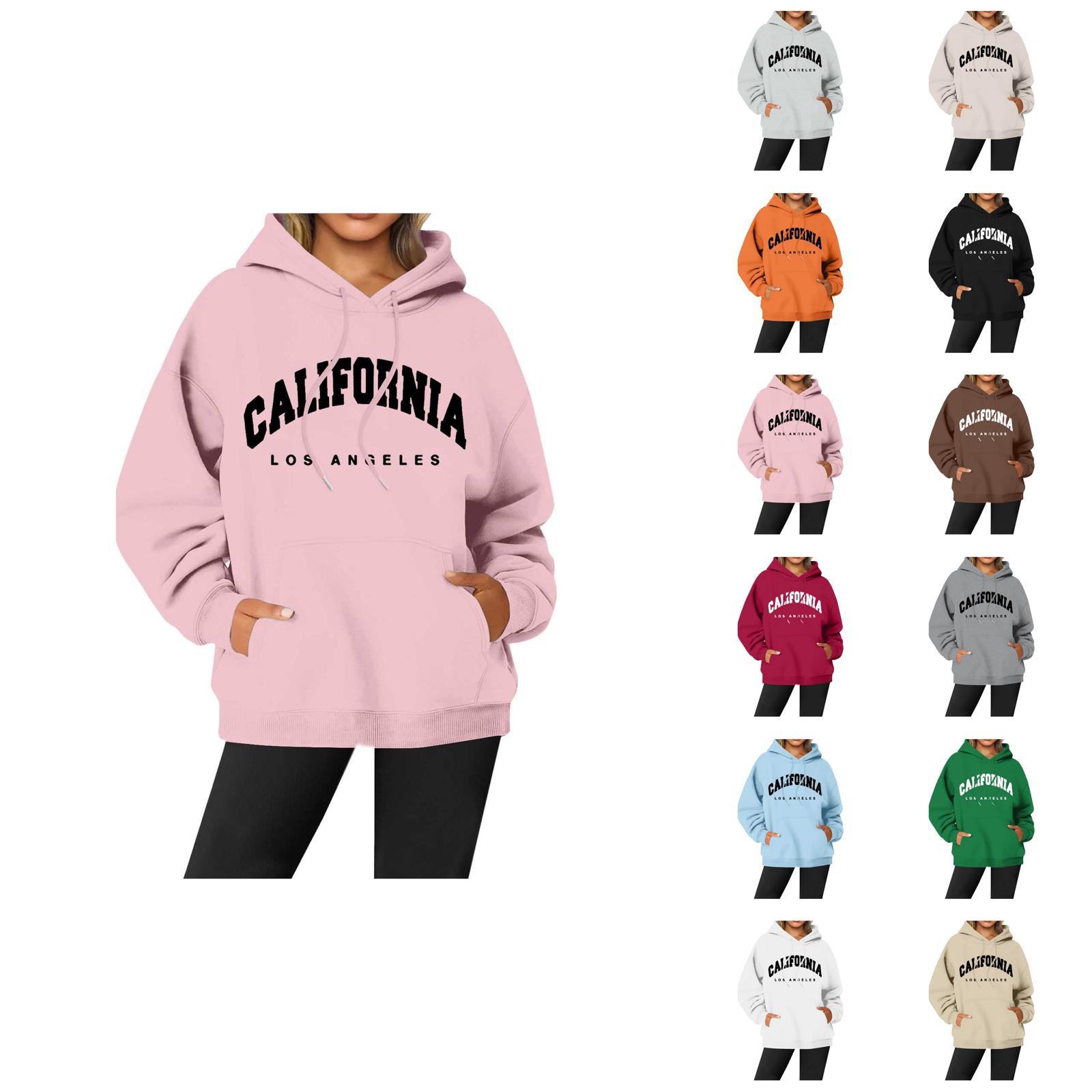 California Los Angeles Hoodies for Women Fall Winter Long Sleeve