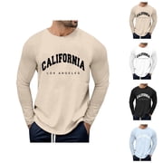California Los Angeles Shirts for Men Long Sleeve Casual Crewneck Graphic Tees Streetwear