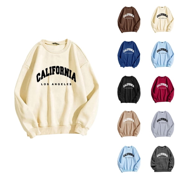 California Los Angeles Sweatshirt for Women 2026 Fall Winter Casual Long Sleeve Crewneck Graphic Sweatshirts Pullover Tops