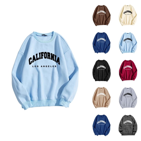 California Los Angeles Sweatshirt for Women 2026 Fall Winter Casual Long Sleeve Crewneck Graphic Sweatshirts Pullover Tops